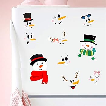 Amazon.co.jp: Kiddale 雪だるま 顔 ステッカー クリスマス